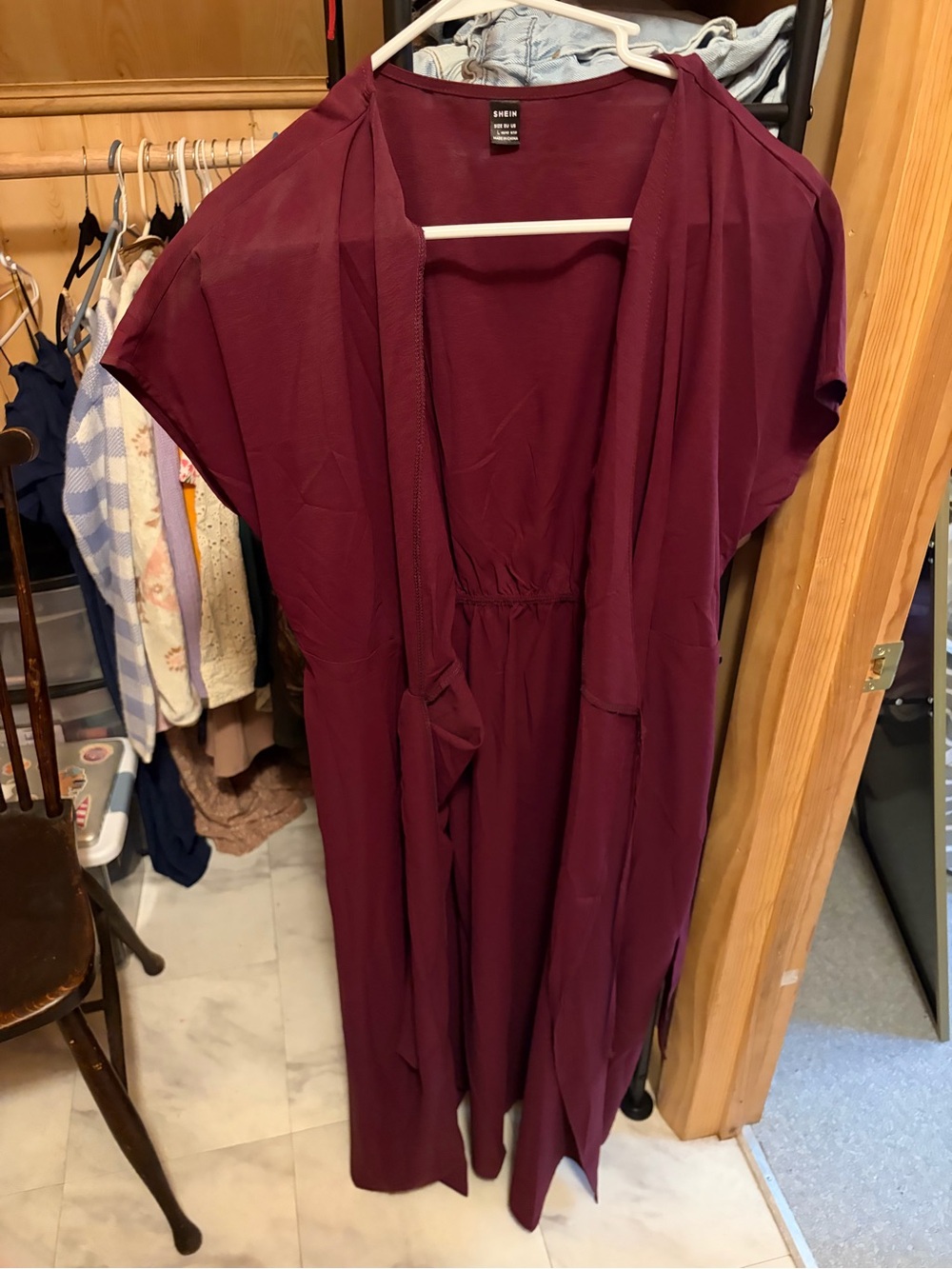 SHEIN Burgundy Wrap Robe